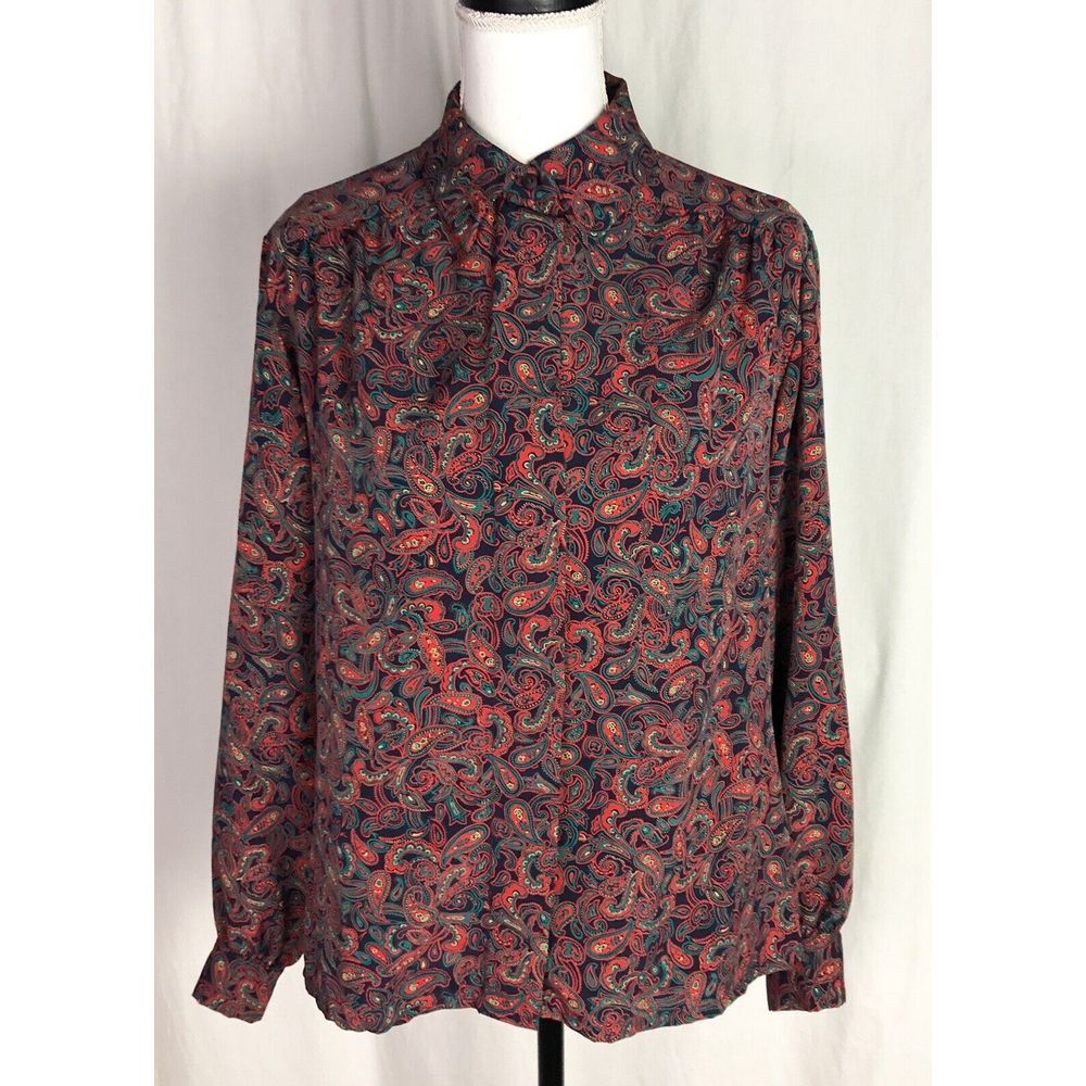 Vintage Country Sophisticates‎ Pendleton Hidden Button Down Blouse 14 Paisley
